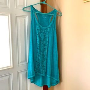 Green racer back lace tank